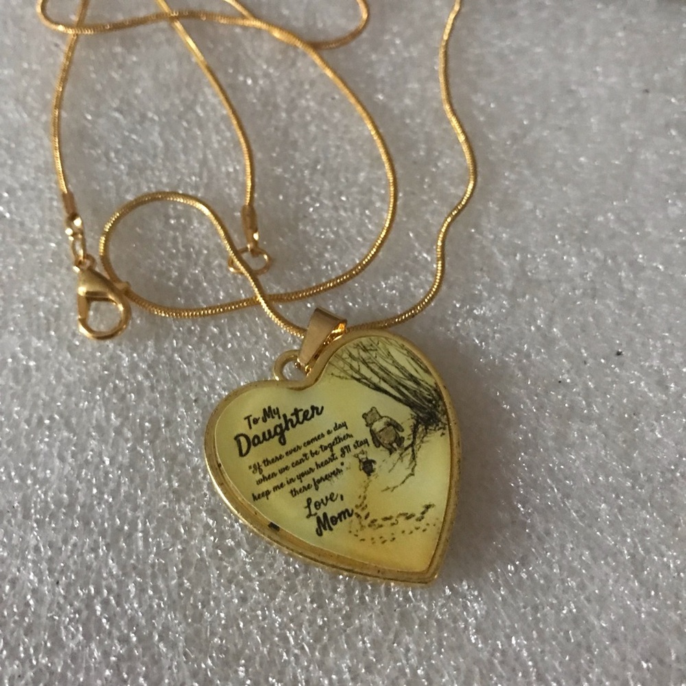 Heart Pendant Necklace - Gold Tone 'To My Daughter' Message